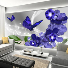 Beibehang papéis de parede grandes personalizados, modernas, simples, roxo, flor excêntrica, fundo de tv decorativa para sala de estar 2024 - compre barato