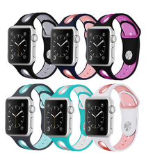 Цветной резиновый спортивный силиконовый ремешок для Apple watch series 3 2 1 Iwatch band 42 мм 38 мм браслет ремешок для наручных часов 2024 - купить недорого