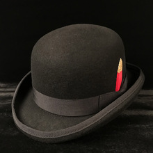 4 Size 100% Australia Wool Women's Men's Black Bowler Hat For Gentleman Crushable Fedora Hat Dad Billycock Groom Hats 2024 - buy cheap