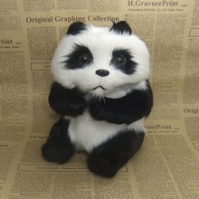 Simulação criativa sentado panda brinquedo realista bonito branco & preto panda boneca presente sobre 16x15x21cm 2024 - compre barato