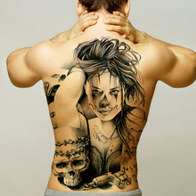 Временные тату-наклейки, новый дизайн, Череп, ведьма, злой, черный, водонепроницаемый, временные флэш-татуировки, полная задняя часть, грудь для мужчин и женщин 2024 - купить недорого