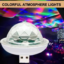 Универсальный светодиодный Автомобильный USB атмосферный свет DJ RGB мини цветная музыкальная звуковая лампа USB-C поверхность телефона для праздника вечеринки караоке 2024 - купить недорого