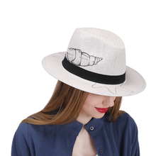 Summer Straw Sun Hat For Women Wide Brim Beach Panama Hat With Hand-Painted Beach Conch Sunbonnet Cap Size 58CM 2024 - buy cheap