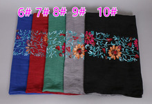 Hot selling Ladies embroider floral shawls popular hijab bandelet headband winter wrap muslim scarves/scarf 14 color 10pcs/lot 2024 - buy cheap