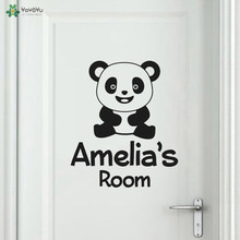 YOYOYU Wall Decal Personalised Name Cute Panda Kids Room Door Wall Sticker Vinyl Mural For Girls Boys Room Home Art QQ177 2024 - buy cheap