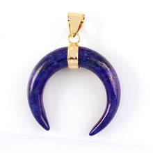 100-Unique 1 Pcs Light Yellow Gold Color Lapis Lazuli Crescent Moon Pendant Charm Jewelry 2024 - buy cheap