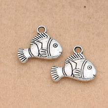 10pcs Antique Silver Plated Fish Charm Pendant fit Bracelet Jewelry DIY Making Accessories 14x17mm 2024 - buy cheap