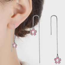 Cute Pink Cherry Blossoms Flower Pendant Long Ear Wire Earrings Pearl  Drop Earrings Women Fashion Jewelry Accessories Gif 2024 - buy cheap