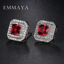 Emmaya-pendientes con circonita cuadrada para mujer, joyería de cristal, piedras rojas, aretes 2024 - compra barato