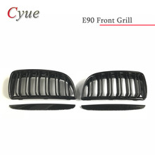 1 Pair Front ABS Glossy Black 2 Line Double Slat Kidney Grille Grill For BMW E90 E91 4 Door 2005-2008 2024 - buy cheap