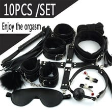 Ataullah 10 Pcs/set Sex Toys Erotic Toys for Adults Couples BDSM Sex Bondage Handcuffs Nipple Clamps Gag Whip Rope BG005 2024 - compre barato