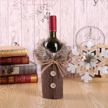 1Pc Christmas Wine Bottle Cloth Decorations for Home 2 Colors Senior Fur Coat Bottle Cloth Cover Xmas New Year Table Accessories 2024 - buy cheap