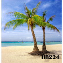 LB Полиэстер два кокосовых пальмы пляж моющиеся без складок задний фон декоративный фон для фотостудии реквизит для фотосъемки 2024 - купить недорого
