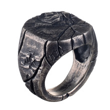 Anel de rocha do punk dos homens do vintage prata cor anéis criativo terremoto crack design único anel de acampamento jóias acessórios presente 2024 - compre barato