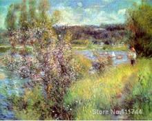 Lienzo al óleo de alta calidad para pintar a mano, pinturas famosas de Sena en Chatou, Pierre Auguste Renoir, reproducción de paisaje artístico 2024 - compra barato