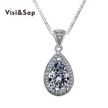 Visisap Water Drop Stone Necklace Classic pendants with chains white gold Color jewelry for women Necklaces & Pendants LSN003 2024 - buy cheap