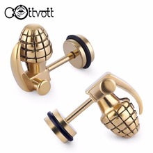 1 Pair Punk Body Jewelry Fashion Ear Plugs Stainless Steel Earring Stud Tragus Piercing for Men Women Gold Color SE290 2024 - buy cheap