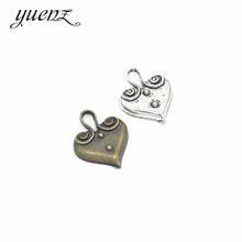 YuenZ-colgantes de Metal de color plateado antiguo, accesorio para la fabricación de joyas, dijes de corazón, accesorios de bricolaje, 23x19mm, A33, 6 uds. 2024 - compra barato