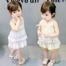 2018 Baby Girl Roupas de Verão Definir Moda Ternos Meninas Infantil vestido de Alça + Shorts, 2 pcs Conjuntos de roupas infantis 2024 - compre barato