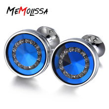 MeMolissa 3 Pairs  Luxury shirt cufflinks for mens gift Brand cuff button Blue/Black Crystal Round High Quality  Male Cufflink 2024 - buy cheap