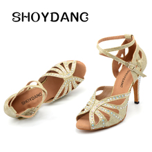 SHOYDANC Dance Shoes Women's Latin Golden Silver Glitter Cloth Dance Shoes zapatos de mujer Rhinestone Salsa Samba Tango Dance 2024 - buy cheap