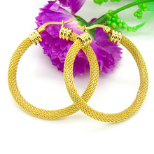 3 Size Gold Colour Women Gift Sale Fashion Jewelry Stainless Steel Mesh Wives Round Fancy Hoop Earrings 2024 - buy cheap