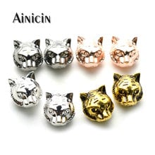 Tiger Head Leopard Solid Alloy Loose Beads Gold Silver Gun Metal Plating Fashion Bracelets Jewelry Making Findings 10pcs 2024 - buy cheap