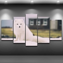 Canvas Art Prints Unframed Poster Wall Modular Picture Home Decoration Living Room 5 Panel White Fox Modern Paintings Artwork 2024 - buy cheap