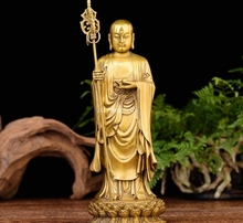 9 ''bronze copper esculpido budismo monge buddha Bodhisattva kshitigarbha estátua 2024 - compre barato