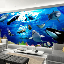 Custom Any Size 3D Stereoscopic Seabed Marine Animals Dolphin Large Mural Bedroom Living Children's Room Ceiling Photo Wallpaper 2024 - buy cheap