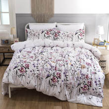 Bonenjoy-conjunto de cama em cores brancas com estampa floral ou casal, capa de edredom e fronha 2024 - compre barato