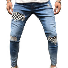 Men Hip Hop Ripped Jeans Skinny Biker Embroidery Jeans Destroyed Hole Denim Trousers 2019 Men High Quality Jeans Pants 2024 - buy cheap