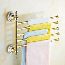 Euro style Towel Bar Rotating Towel Rack Diamond Gold chrome Wall-Mounted towel shelf Bathroom Accessories 2024 - buy cheap