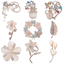 RINHOO Charm Plant Flower Leaf Brooch For Women Europe America Fashion Collar Wedding Party Jewelry Stones Crystal Brooch Pins 2024 - buy cheap