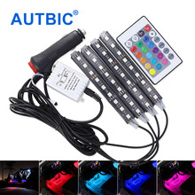 4pcs Car RGB LED Strip Light Car Styling Decorative Atmosphere Lamps 12V Auto Interior Light With Remote Controller 2024 - buy cheap