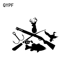 QYPF 14.9*11.4CM Fashion Fishing Hunting Archery Decor Car Modelling Sticker Bumper Window C16-1779 2024 - buy cheap