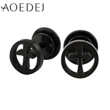 AOEDEJ Stud Earrings For Women Round Shaped With Cross oorbellen Trendy Black Earrings Piercing Jewelry pendientes mujer moda 2024 - buy cheap