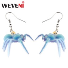 WEVENI Acrylic Halloween Blue Spider Earrings Drop Dangle Trendy Animal Jewelry For Women Girls Party Accessories Dropship 2024 - buy cheap