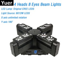 1Pcs/Lot Free Shipping 4 Heads 8 Eyes Beam Lights CREE LEDS 8X12W RGBW Quad Color LED Moving Head Lights Disco Wash Effect 2024 - buy cheap