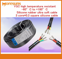 Fast Free Ship 15M 3Core*0.3 Square Silicone Cable YGC high temperature resistant -60C to +180C Silicone rubber ultra soft cable 2024 - buy cheap