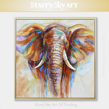 Pintura al óleo de elefante para pared moderna de alta calidad pintada a mano con artista Regalado, pintura al óleo sobre lienzo, Arte Fino, elefante, pintura al óleo de animales 2024 - compra barato
