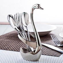 Creative Swan Stainless Steel Fruit Fork Set Base Western Tableware Coffee Spoon Combination Table Art Quality Material 2024 - buy cheap