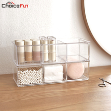 CHOICEFUN DIY Transparent Clear Plastic Desk Bathroom Acrylic Cotton Swab Pad Nail Polish Cosmetic Makeup Storage Organizer Box 2024 - buy cheap