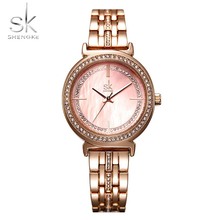 Роскошные женские кварцевые часы Shengke, женские модные брендовые наручные часы SK, женские часы из нержавеющей стали розового золота, Relogio Feminino 2024 - купить недорого