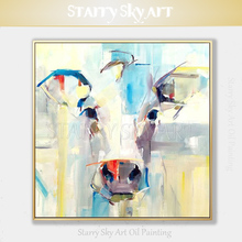 New Arrivals Hand-painted High Quality Animal Cow Oil Painting on Canvas Abstract Cartoon Cow Oil Painting for Wall Decoration 2024 - buy cheap