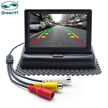GreenYi 4.3" Foldable TFT Color LCD 4.3 Inch Car Foldable Monitor Reverse Rearview For Camera DVD VCR DC12V 2 Video Input 2024 - buy cheap