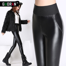 2016 Thicken Winter PU Leather women pants high waist elastic fleece stretch Slim woman pencil pants  female leggings plus size 2024 - buy cheap
