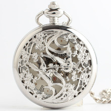 High Quality Retro Silver Hollowed  Mechanical Pocket Watch with Chain Luxury Skeleton Men's Pocket Watch Wholesale 2024 - buy cheap