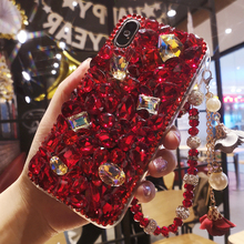 Luxury Fashion DIY Full Bling Red Rhinestone Diamond Back Phone Case Cover For Iphone 11 Pro XS Max XR X 8 7 6 6S Plus SE 2024 - buy cheap