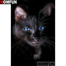 HOMFUN-pintura de diamante 5D Diy "gato Animal", bordado de resina, punto de cruz hecho a mano, A13214 2024 - compra barato